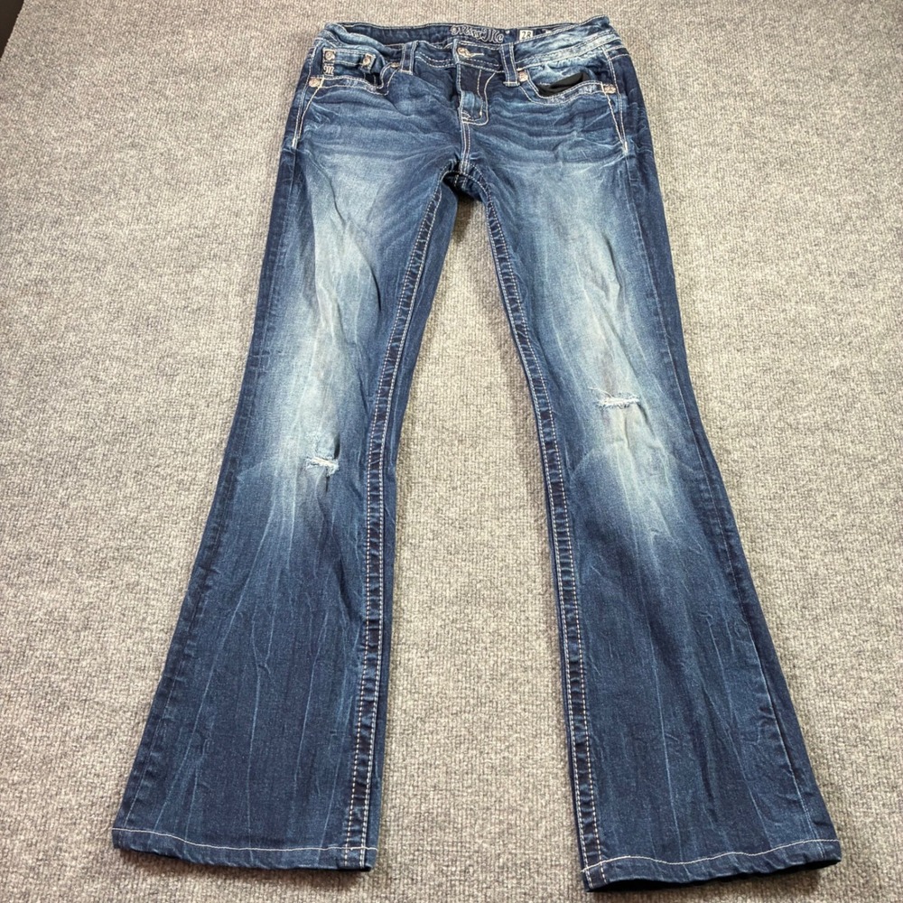 Miss Me Chloe Bootcut Jeans Womens 28 Blue Rhinestone Embellished M3289B